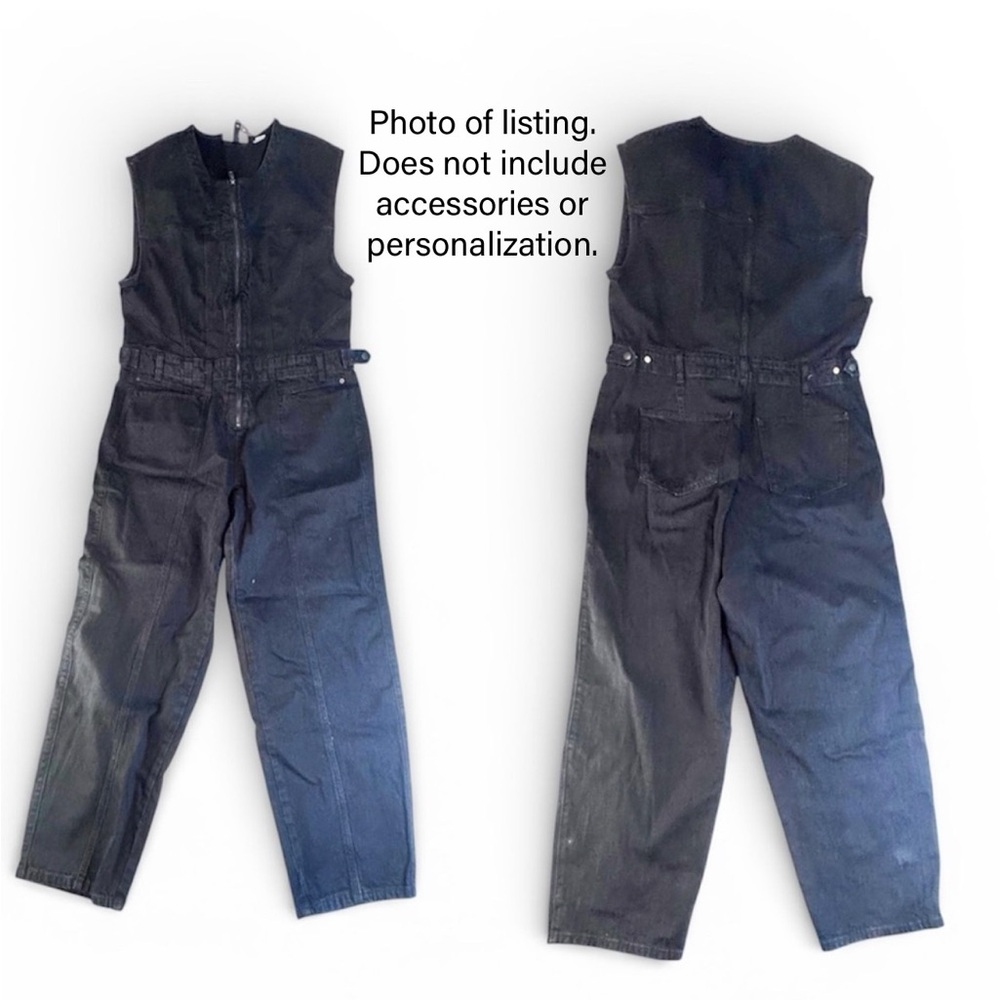 NWT Universal Thread Sleeveless Denim Jumpsuit Zip Front Coveralls Size 4 Black - Picture 3 of 15